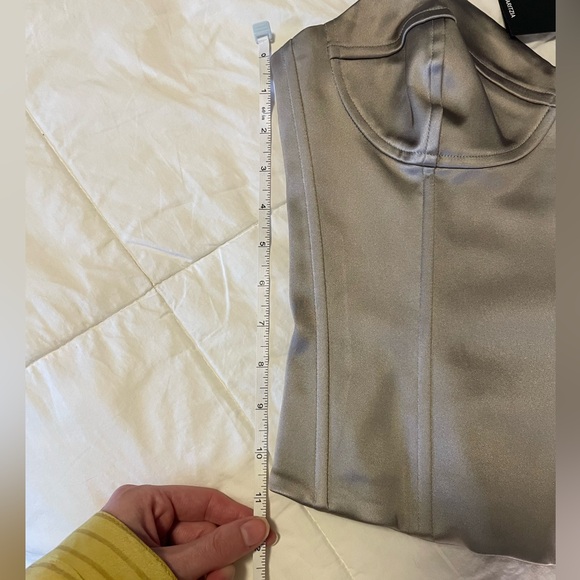 NWT Aritzia Dazzle Satin Bustier Top Ashen Size 10 - Picture 7 of 8